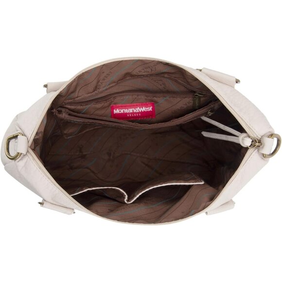 Chic Washed Leather Hobo Handbag with Zipper Closure - Perfect for Any Occasion - Picture 4 of 8